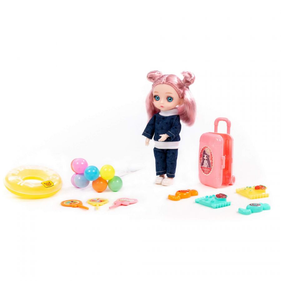 Кукла "Маша" (16 см) на отдыхе + аксессуары (10 элементов) (в коробке №3)