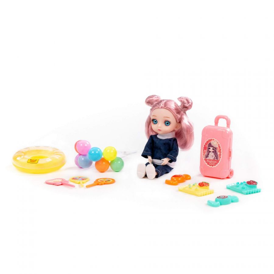 Кукла "Маша" (16 см) на отдыхе + аксессуары (10 элементов) (в коробке №3)