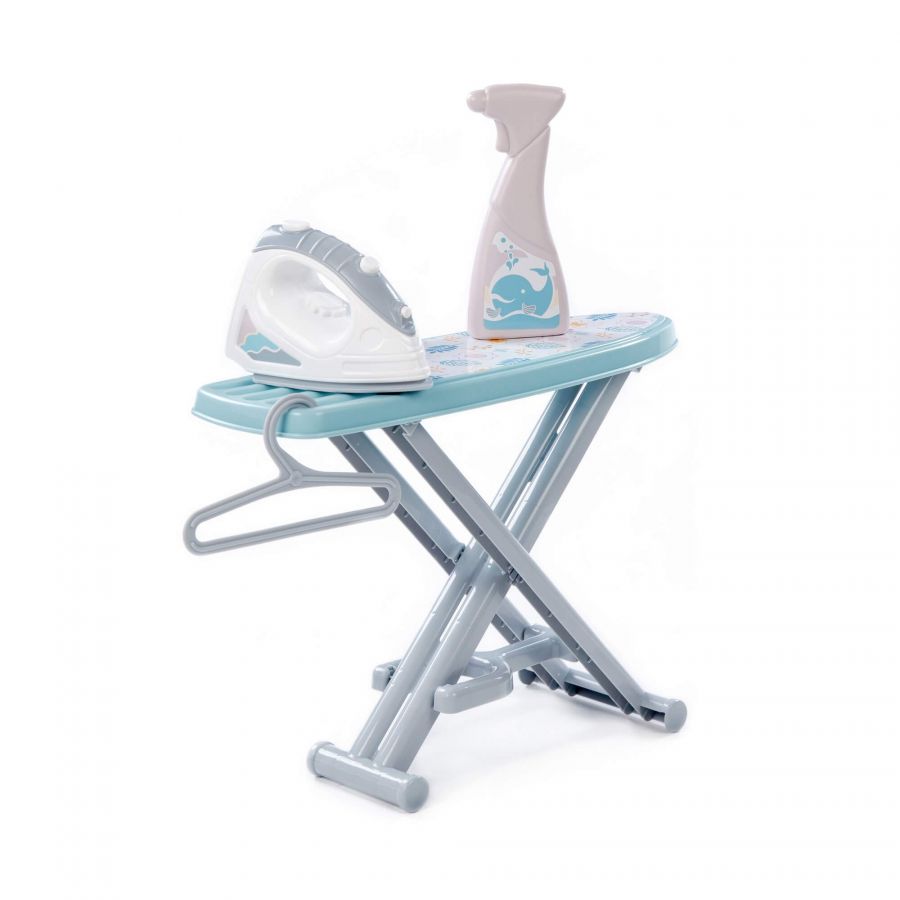 Набор игровой "Утюжок №3 с гладильной доской, пульверизатором и вешалкой" (серо-голубой) (в коробке)