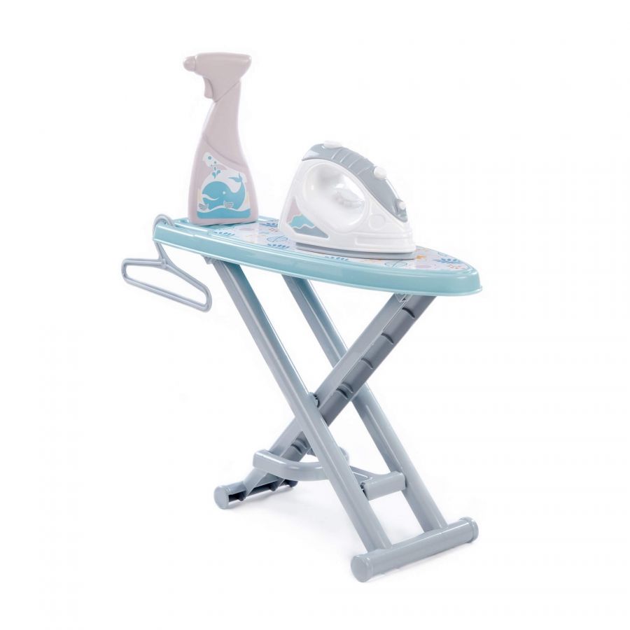 Набор игровой "Утюжок №3 с гладильной доской, пульверизатором и вешалкой" (серо-голубой) (в коробке)