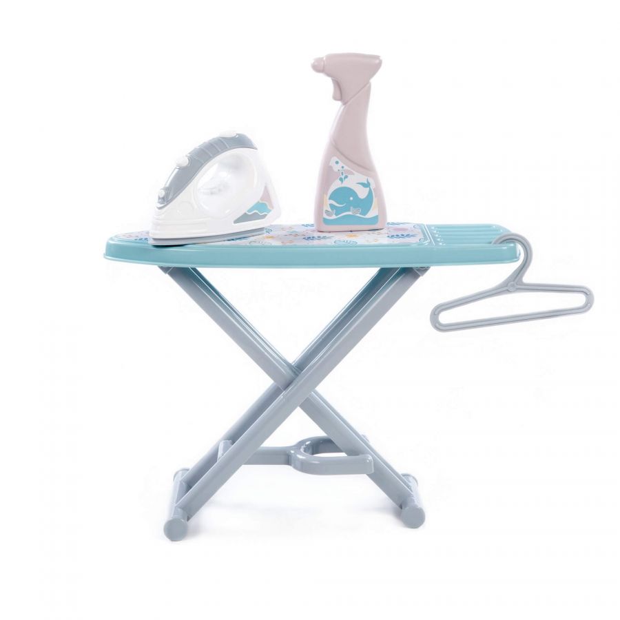 Набор игровой "Утюжок №3 с гладильной доской, пульверизатором и вешалкой" (серо-голубой) (в коробке)
