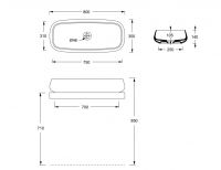 Раковина накладная Alice Nur 80x35xВ14 без отверстия под смеситель 33240101 схема 5