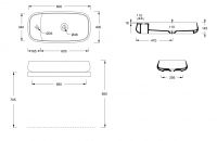 Раковина накладная Alice Nur Plan 80x40xВ15 без отверстия под смеситель 33190101N схема 4