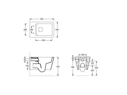 Подвесной унитаз Alice Hide Square 57х35х42 без сиденья 31210139 схема 4