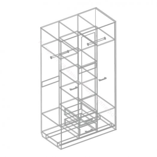 Шкаф 3-х створчатый с 2 ящиками по центру 1200 "Милана"