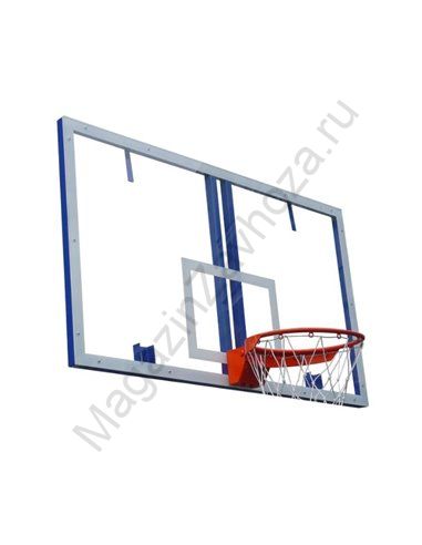 Щит баскетбольный игровой 1800х1050, оргстекло 10мм, с кольцом амортиз, сеткой AV442/50