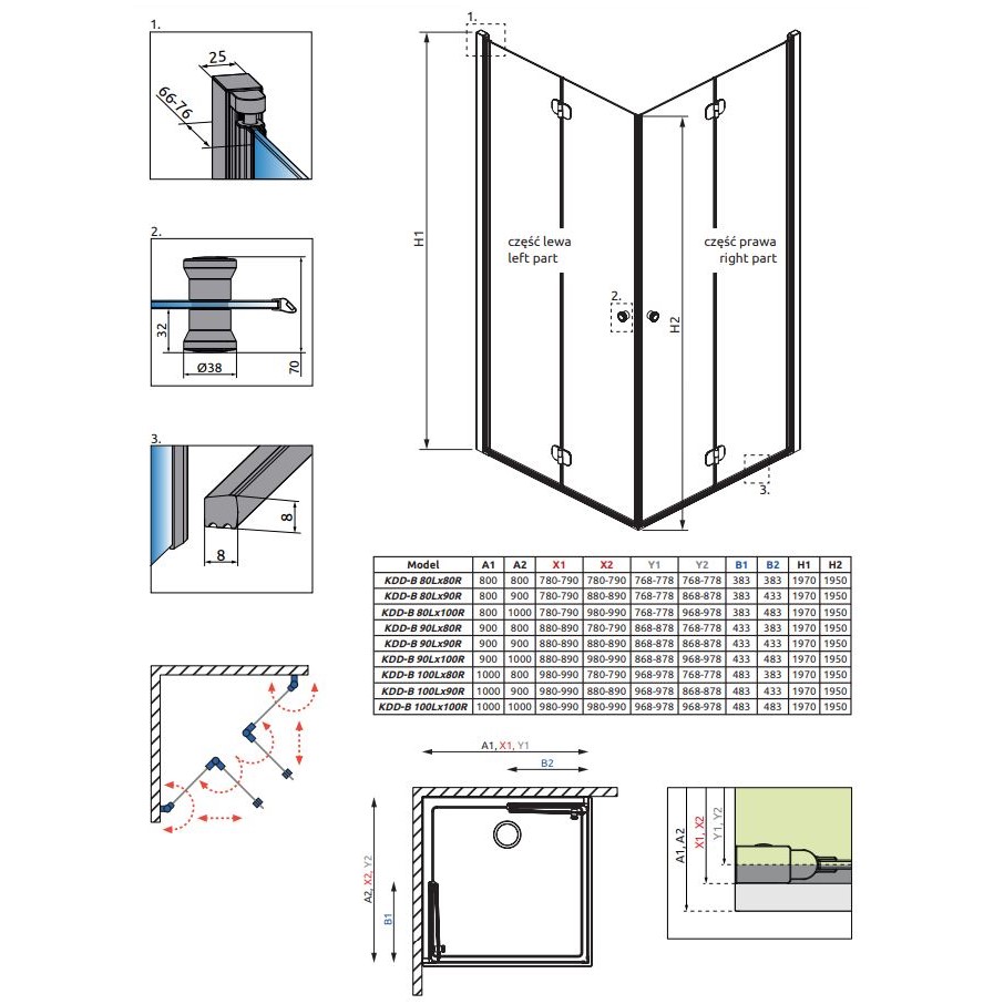 Душевой уголок Radaway Eos KDD B стеклянный цвета хром 80х90 см ФОТО