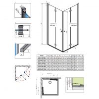 Душевой уголок Radaway Eos KDD B стеклянный цвета хром 80х90 см схема 2