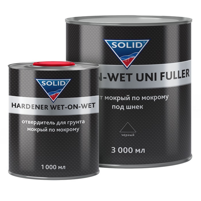 Solid  PROF WET-ON-WET BLACK UNI FULLER грунт мокрый по мокрому 3+1, цвет: черный, 3л. + 1л., комплект