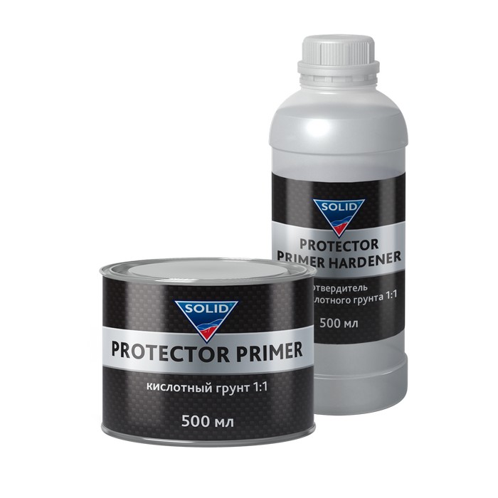 Solid  PROFESSIONAL LINE PROTECTOR PRIMER кислотный грунт с отвердителем 1+1, 500мл. + 500мл., комплект