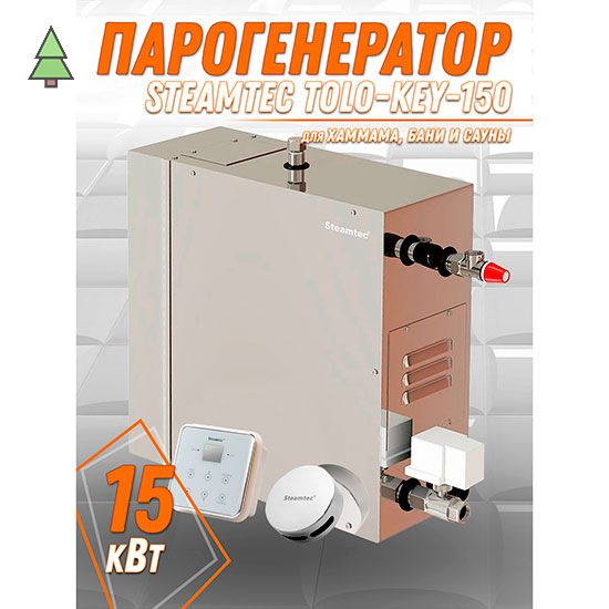 Парогенератор для хамама Steamtec TOLO KEY 150 - 15 кВт с влагостойким пультом управления