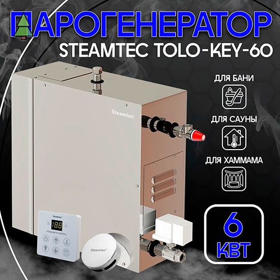 Парогенератор для хамама Steamtec TOLO KEY 60 - 6 кВт, стандартный модуль управления