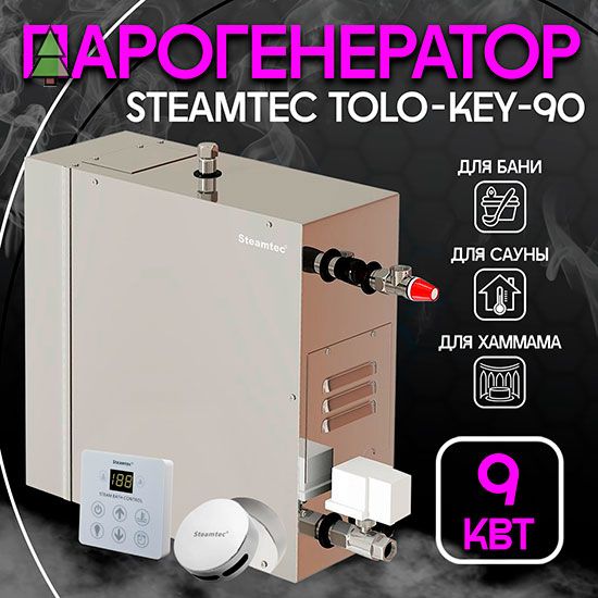 Парогенератор для хамама Steamtec TOLO KEY 90 - 9 кВт, стандартный модуль управления