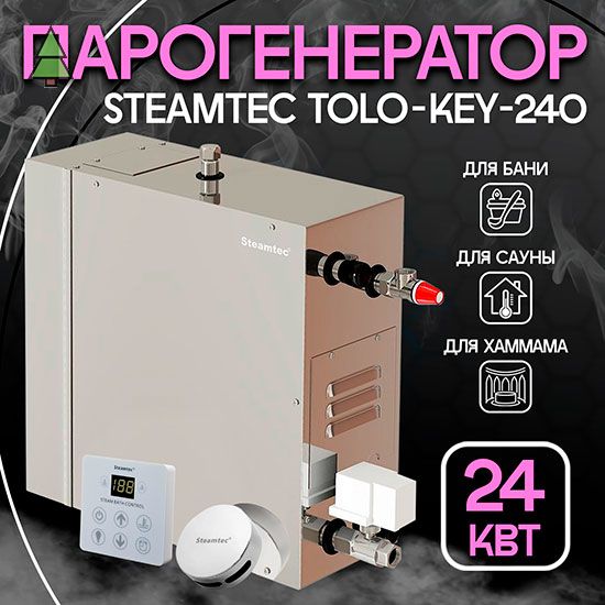 Парогенератор для хамама Steamtec TOLO KEY 240 - 24 кВт, стандартный модуль управления