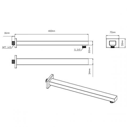 Верхний душ с держателем Vincea VSHD-41CCH схема 2