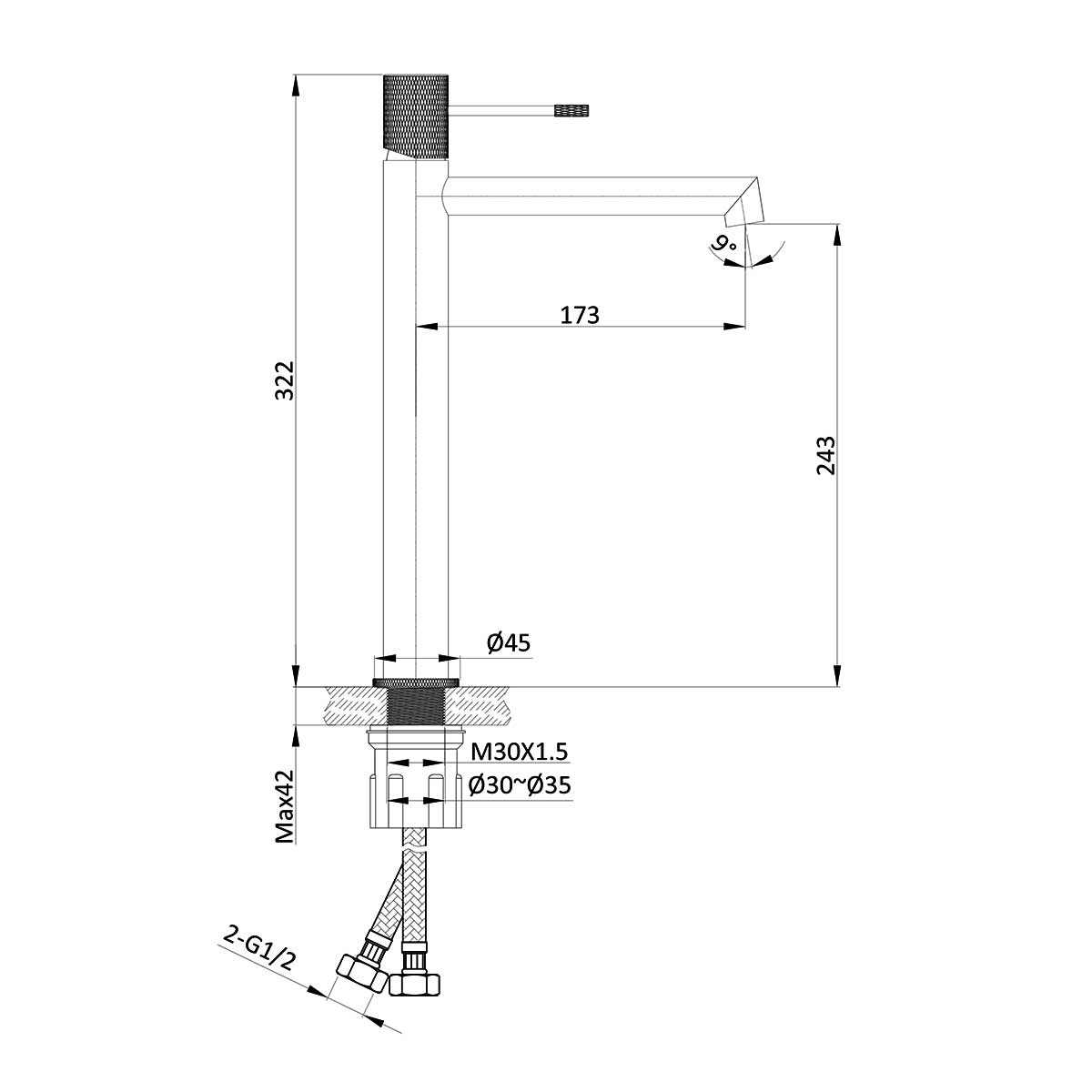 Смеситель для накладной раковины Vincea DESIRE VBF-1D2CH схема 9