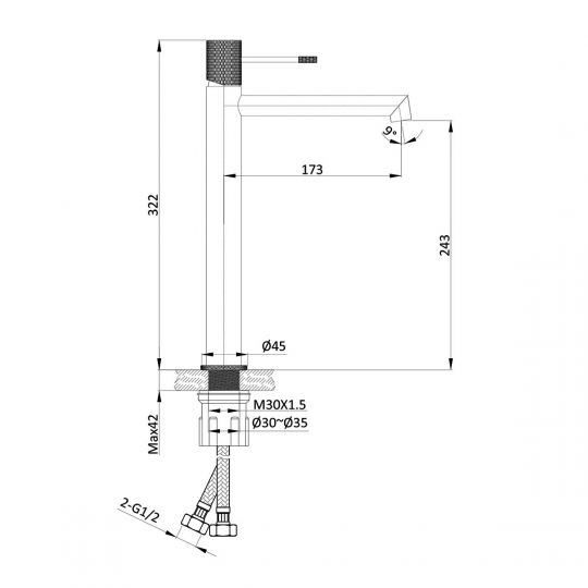 Смеситель для накладной раковины Vincea DESIRE VBF-1D2CH схема 9