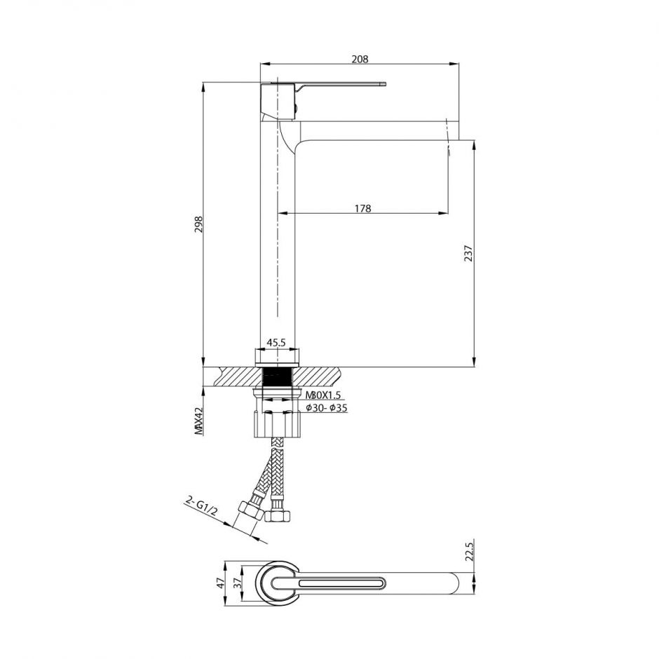 Высокий смеситель для раковины Vincea RONDO VBF-1R2CH ФОТО