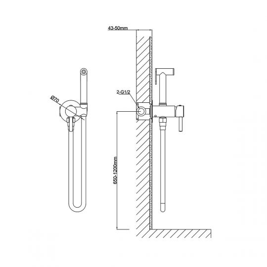 Гигиенический душ со смесителем Vincea VHFW-101CH схема 3 Гигиенический душ со смесителем Vincea VHFW-101CH схема 3