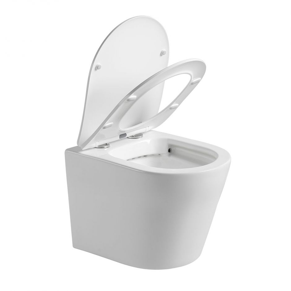 Безободковый подвесной унитаз Vincea Piatti VT1-11S с ультратонкой быстросъемной крышкой-сиденьем с плавным опусканием ФОТО