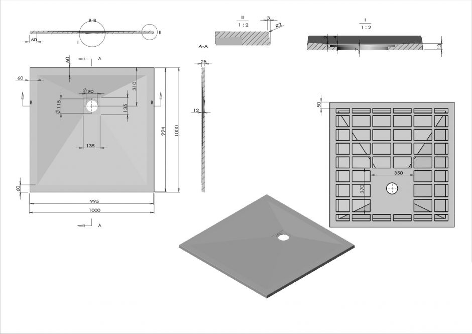 Квадратный поддон для душа из искуственного камня Vincea VST-4SR1010W ФОТО