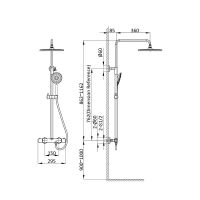 Душевая стойка без излива Vincea ESSE VSFS-1E0TCH схема 4 Душевая стойка без излива Vincea ESSE VSFS-1E0TCH схема 4