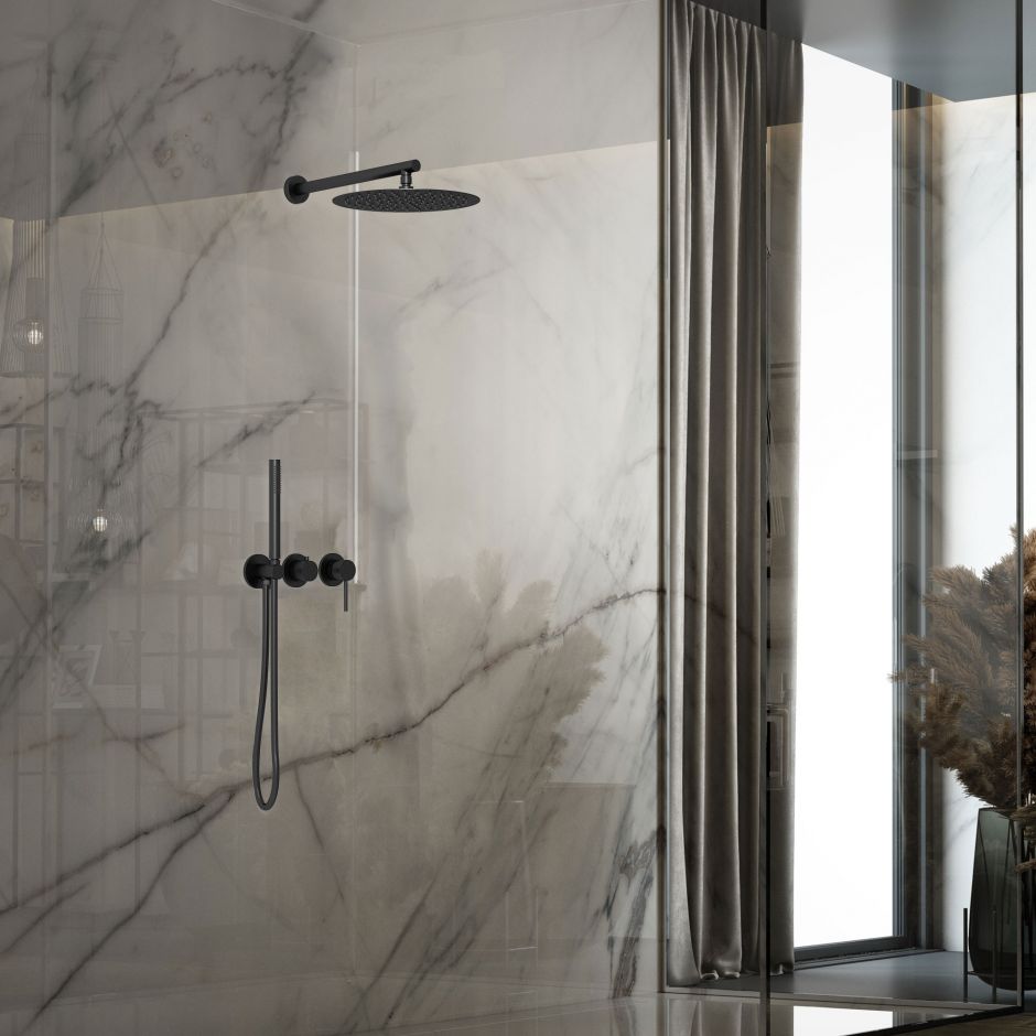 Изображение Встраиваемый душевой комплект с верхним и ручным душем GROOVE VSFW-4G01MB