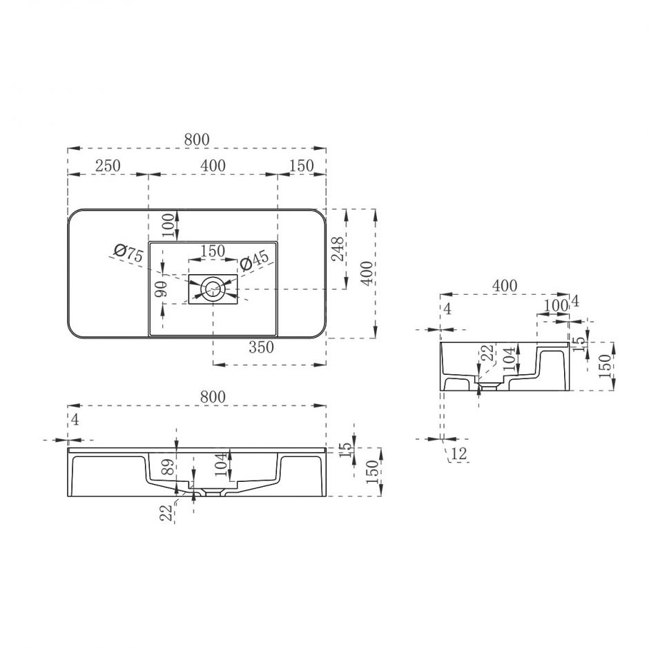 Подвесная раковина Vincea Solid Surface VWB-6S480MW ФОТО