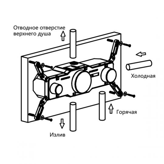 Встраиваемый трехрежимный душевой комплект с изливом Vincea INSPIRE VSFW-432TI3CH схема 18