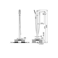 Напольный смеситель для ванны Vincea VTF-102CH схема 10