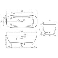 Отдельностящая ванна Vincea Solid Surface слив-перелив в комплекте VBT-6S02MW схема 4