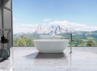 Отдельностящая ванна Vincea Solid Surface слив-перелив в комплекте VBT-4S04MW схема 2 Отдельностящая ванна Vincea Solid Surface слив-перелив в комплекте VBT-4S04MW схема 2