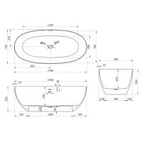 Отдельностящая ванна Vincea Solid Surface слив-перелив в комплекте VBT-6S01MG схема 4