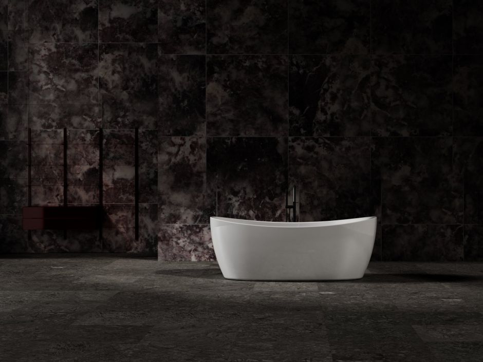 Отдельностящая ванна Vincea Solid Surface слив-перелив в комплекте VBT-6S03MW ФОТО