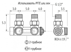 Узел термостатический Deco-Pro М24, угловой Jaga 50940,427/SP ФОТО