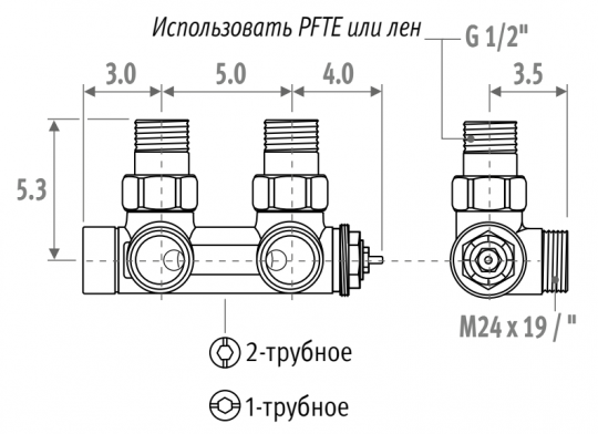 Узел термостатический Deco-Pro М24, угловой Jaga 50940,427/SP схема 2