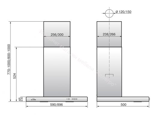 Вытяжка ELIKOR Квадра 90П-650-К3Д (КВ II М-650-90-381) антрацит