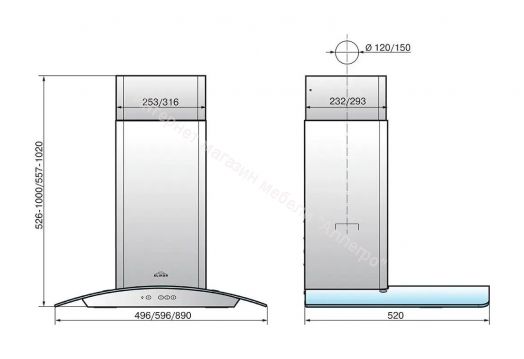 Вытяжка ELIKOR Аметист 60П-430-К3Д (КВ II М-430-60-305) черный/стекло тонированное