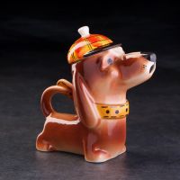 Чайник гжель «Такса Мотя», бело-синий,керамика,