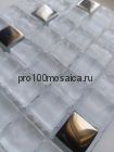 FIANIT. Плитка мозаика белая стекло чип 15*15 GLASS, 300*300*8 (ORRO Mosaic)