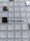 FIANIT. Плитка мозаика белая стекло чип 15*15 GLASS, 300*300*8 (ORRO Mosaic)