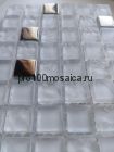 FIANIT. Плитка мозаика белая стекло чип 15*15 GLASS, 300*300*8 (ORRO Mosaic)