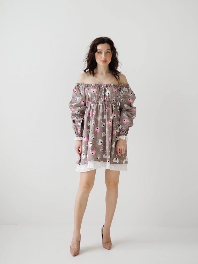 Платье Babydoll Limited мишки мокко