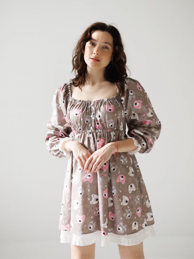 Платье Babydoll Limited мишки мокко