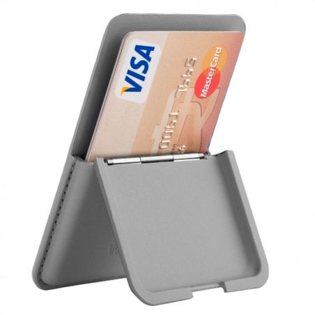Магнитный картхолдер для телефона с подставкой WiWU Mag Wallet серый