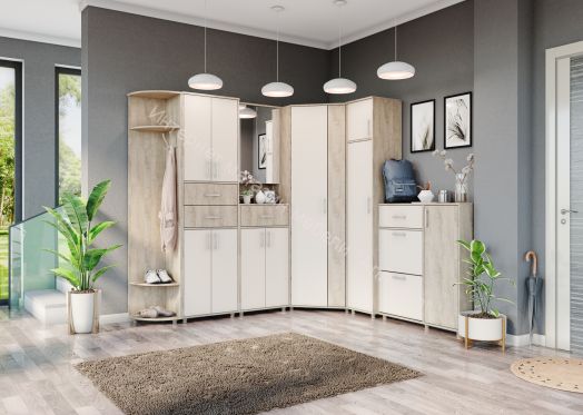 Пенал "Граф" 1-ств. с антресолью (левое исполнение) Перламутр/Дуб баррик