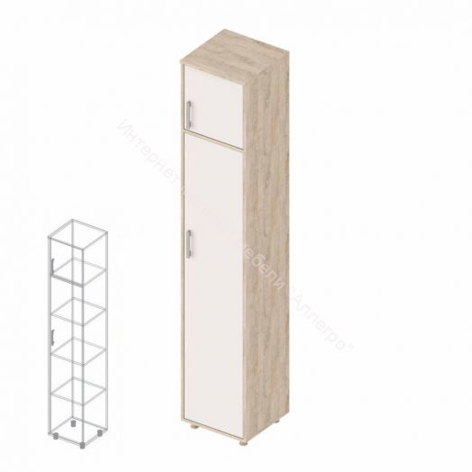 Пенал "Граф" 1-ств. с антресолью (правое исполнение) Перламутр/Дуб баррик