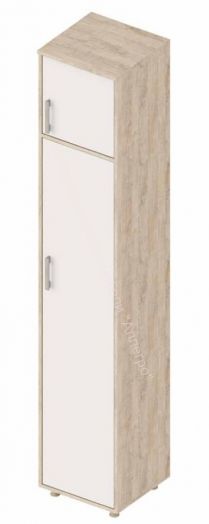 Пенал "Граф" 1-ств. с антресолью (правое исполнение) Перламутр/Дуб баррик