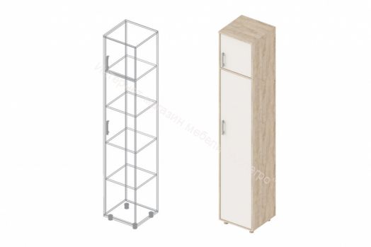 Пенал "Граф" 1-ств. с антресолью (правое исполнение) Перламутр/Дуб баррик