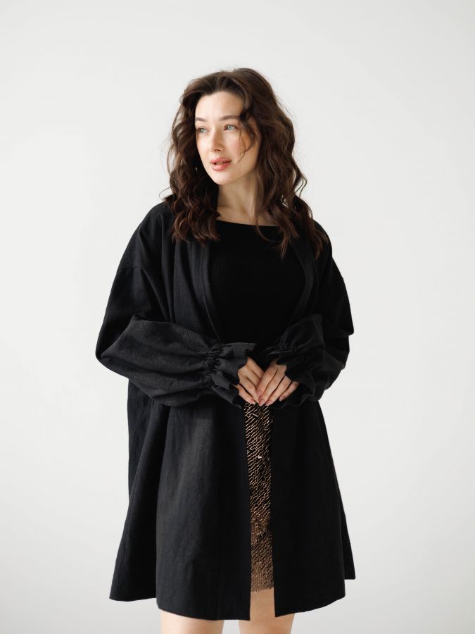 Жакет кимоно из крапивы черный